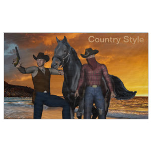 Cowboys Horse Saddle Country Style Fabric