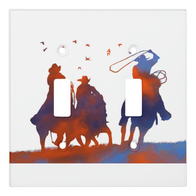 Cowboys Horses Modern Minimalist Rustic Light Switch Cover (Front)