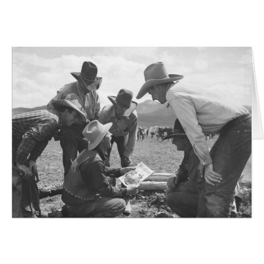 Cowboys looking at a magazine cards (Front Horizontal)