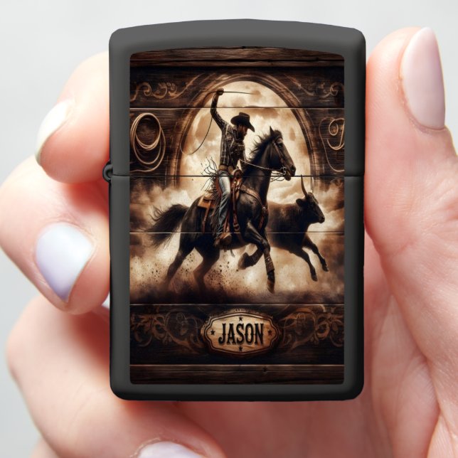 Cowboy's Moonlight Ride.  Zippo Lighter (In Hand)