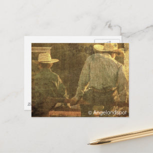 Cowboys on a Rodeo Fence Postcard