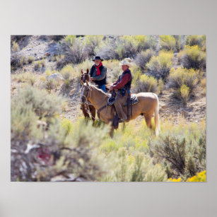 Cowboys on Horseback Sagebrush Santa Fe NM Poster