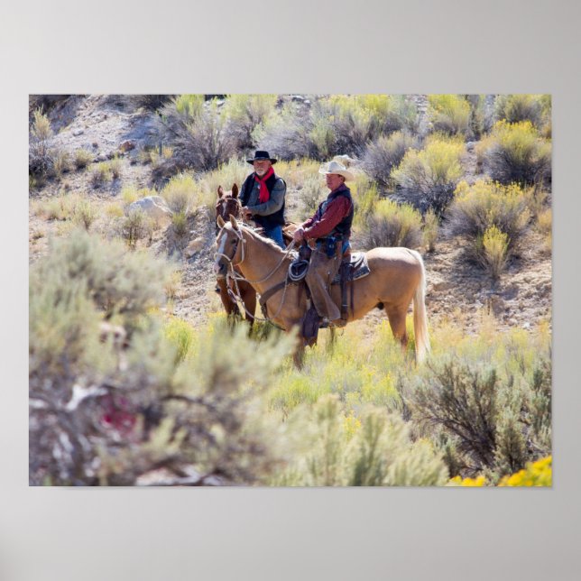 Cowboys on Horseback Sagebrush Santa Fe NM Poster (Front)