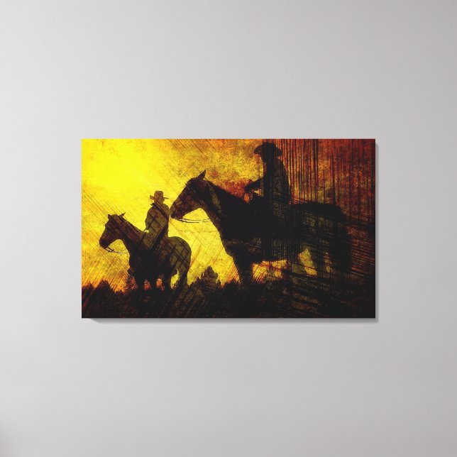 Cowboys on Horseback Wrapped Canvas Print (Front)