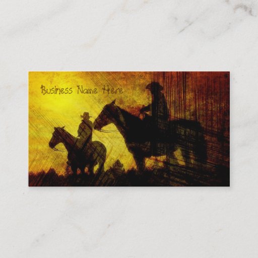 Customizable Cowboys on Horses Grunge Business Cards
