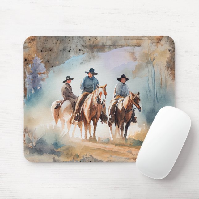 Cowboys on Horses Mouse Pad (With Mouse)