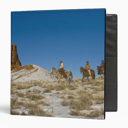 Cowboys on Ridge riding Horse through the Snow 3 Ring Binder