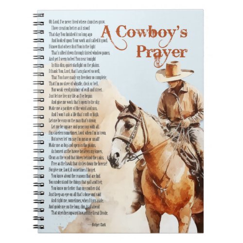 Cowboys Prayer Western Christian Religious Horse Notebook
