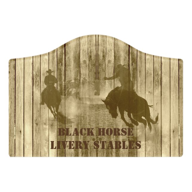 Cowboys ranch or stables rustic wood door sign (Small Crest Front)