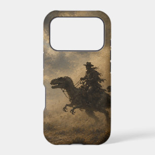 Cowboys Riding Dinosaurs Through a Desert Storm iPhone 17 Pro Case