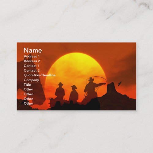 Cowboys riding into sunset western Business Card