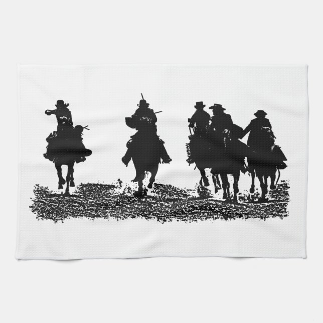 CowBoys riding their horses - for Kitchen Towel (Horizontal)