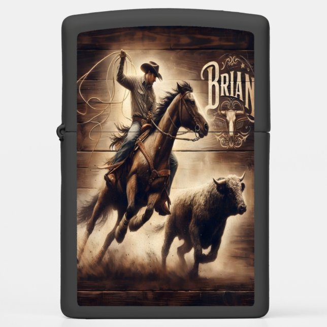 Cowboy's Rodeo Chase. Zippo Lighter (Front)