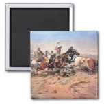Cowboys Roping A Steer, 1897 (oil On Canvas) Magnet at Zazzle