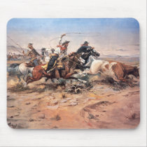 Cowboys roping a steer, 1897 (oil on canvas) mouse pad