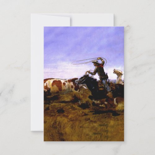 Cowboys Roping a Steer by Charles M Russell Thank You Card
