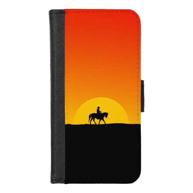 Cowboys Sunset Horse Nature- iPhone Wallet Case (Front)