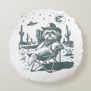 Cowboys UFO Western Round Pillow