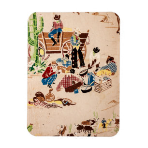 Cowboys - Vintage Wallpaper - Wild West Magnet