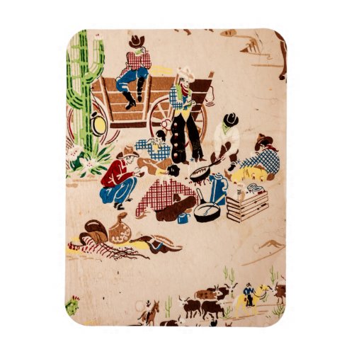 Cowboys _ Vintage Wallpaper _ Wild West Magnet