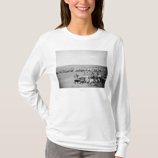 Cowboys with Cattle on the Range Photograph T-Shirt (Front)