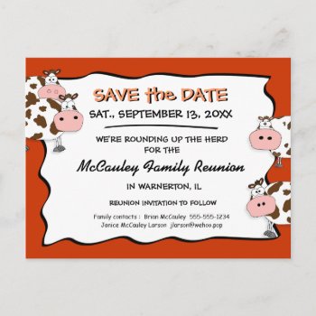 Cowdacious Paprika Family Reunion Save The Date Announcement Postcard by CustomCardsStudio at Zazzle