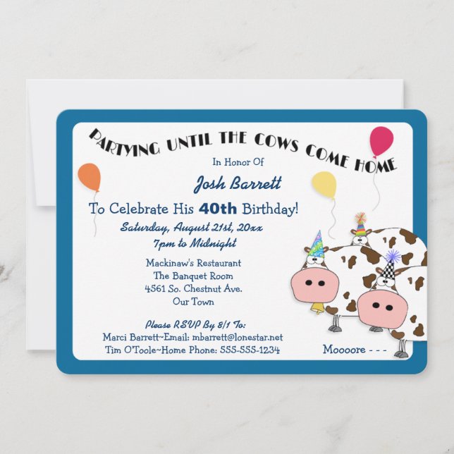 Cowdacious Rounded Cut Birthday Party Invitation (Front)