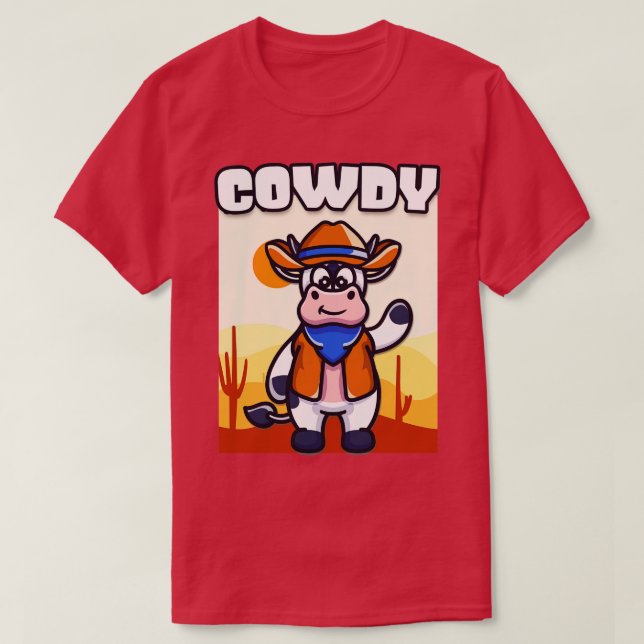 Cowdy Funny Cow Cowboy Costume Western Ranch T-Shirt (Design Front)