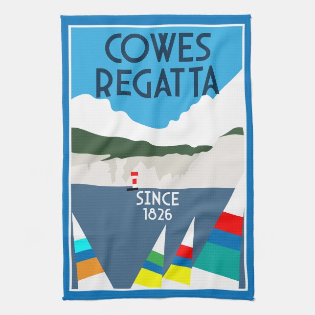 Cowes Isle of Wight Yacht Regatta Kitchen Towel (Vertical)