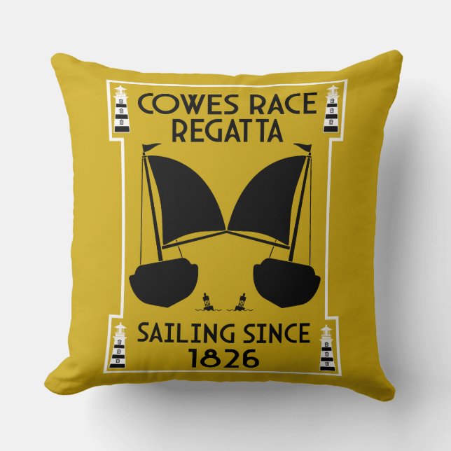 Cowes Isle of Wight Yacht Regatta Throw Pillow (Front)