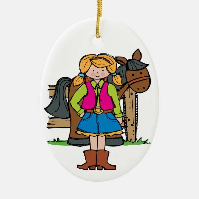 Cowgirl2 Ceramic Ornament (Front)