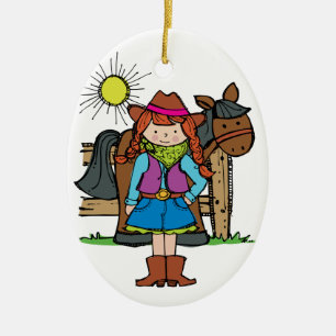Cowgirl3 Ceramic Ornament