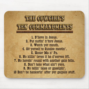 Cowgirl 10 Commandments MOUSEPAD
