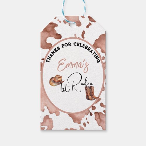 Cowgirl 1st Rodeo 1st Birthday Gift Tags