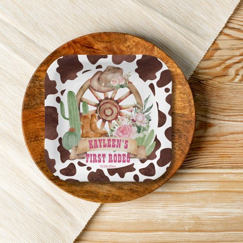Cowgirl 1st rodeo birthday party personalized paper plates