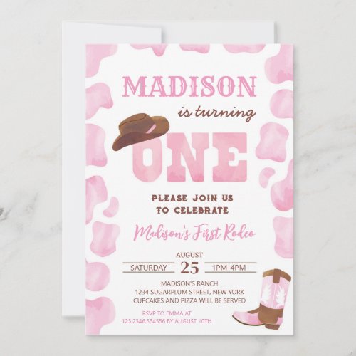 Cowgirl 1st Rodeo First Birthday Invitations