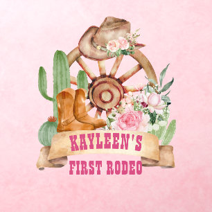 Cowgirl 1st rodeo horses farm party wall backdrop wall decal