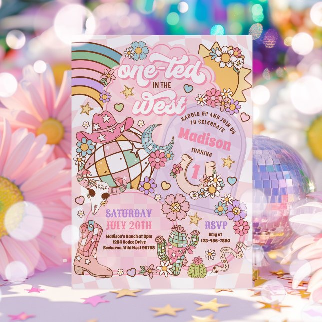 Cowgirl 1st Rodeo One-ted In The West 1st Birthday Invitation (Creator Uploaded)