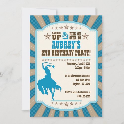 Cowgirl 2nd Birthday Party Girl Invitation