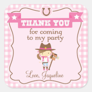 Cowgirl 3inch personalized thank you tag sticker