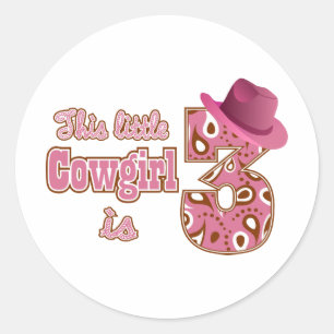 Cowgirl 3rd Birthday Classic Round Sticker