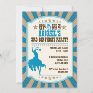 Cowgirl 3rd Birthday Party Girl Invitation