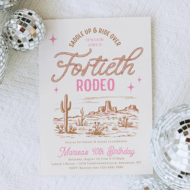 Cowgirl 40th Rodeo Birthday Invitation | Zazzle
