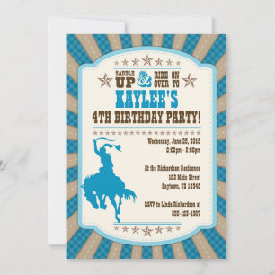 Cowgirl 4th Birthday Party Girl Invitation