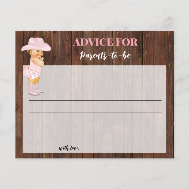 Cowgirl Advice for Mom & Dad Baby Shower Card Flyer (Front)