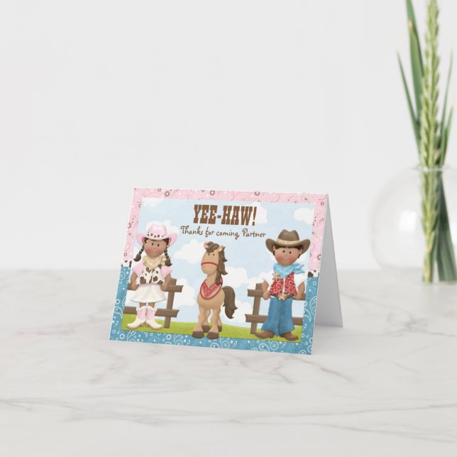 Cowgirl and Cowboy Birthday Party Thank You (Front)
