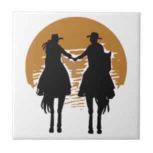 Cowgirl and Cowboy Ceramic Tile