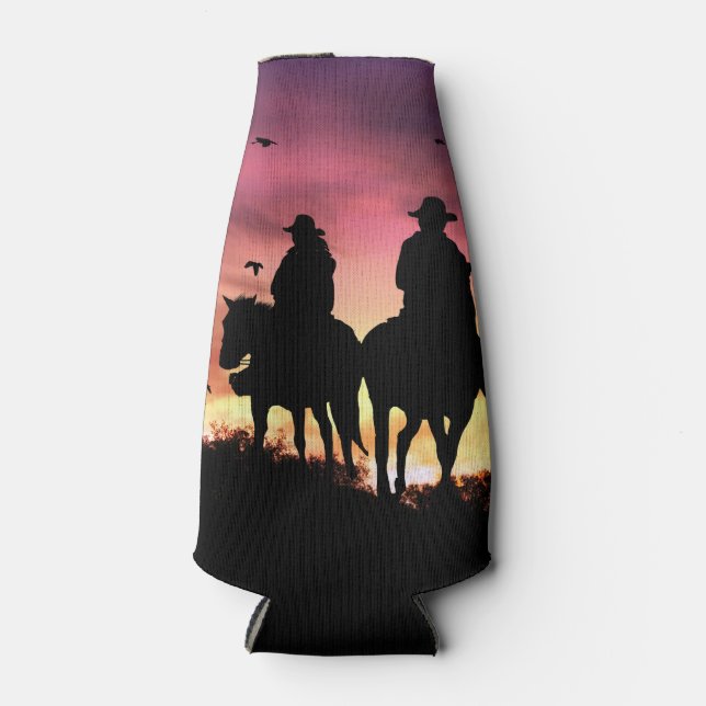 Cowgirl and Cowboy Country Western Romance Bottle Cooler (Front)