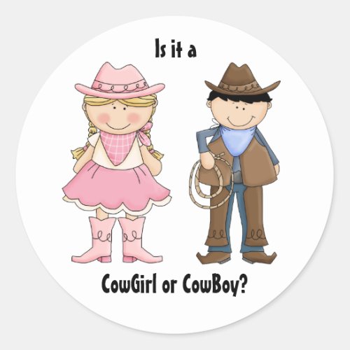 Cowgirl and Cowboy Gender Reveal Sticker