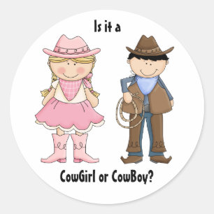 Cowgirl and Cowboy Gender Reveal Sticker